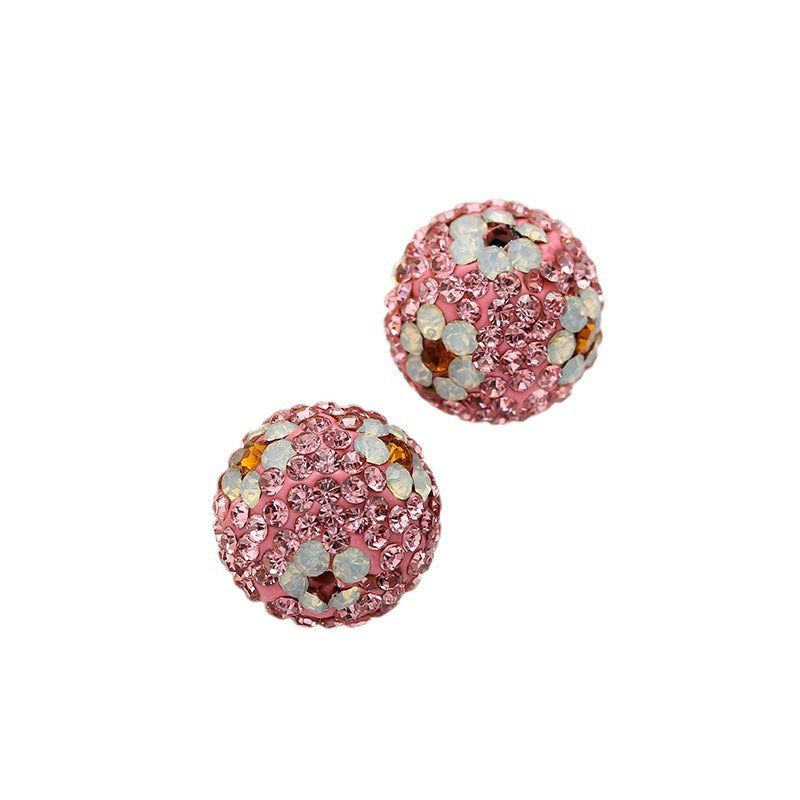 Wholesale 10pcs Full Drill Plum Blossom Soft Clay Drill Ball Straight Hole Beads
